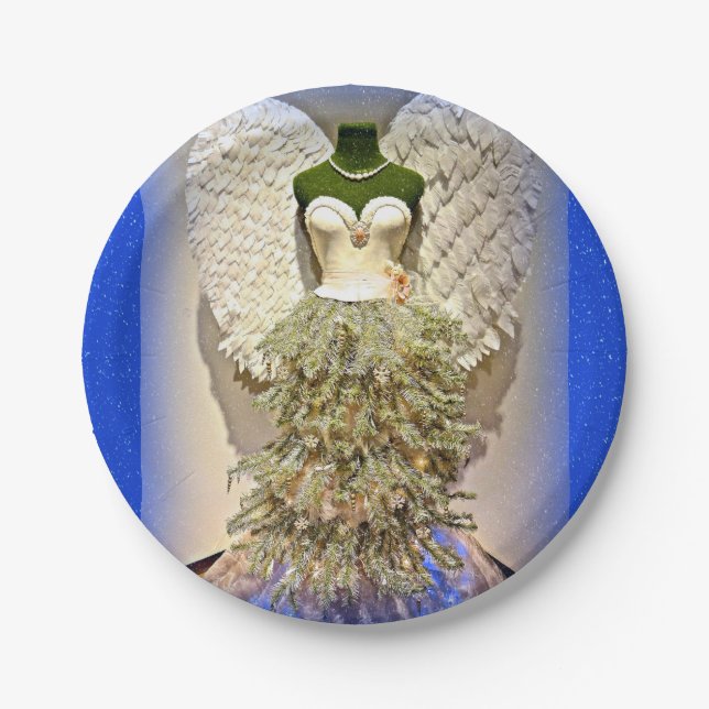 Angel Mannequin Dress Form Christmas Tree Paper Plate (Front)