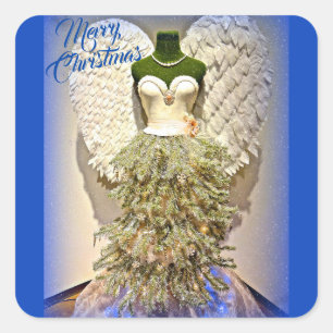 Angel Mannequin Dress Form Christmas Tree Square Sticker