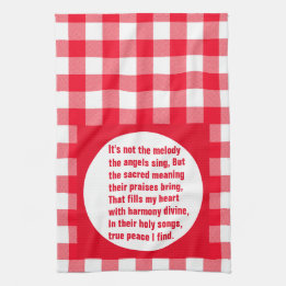 Angel Melody Poem On Red & White Plaid Tea Towel