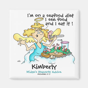 Angel Midge's funny Seafood diet customisable Magn Magnet