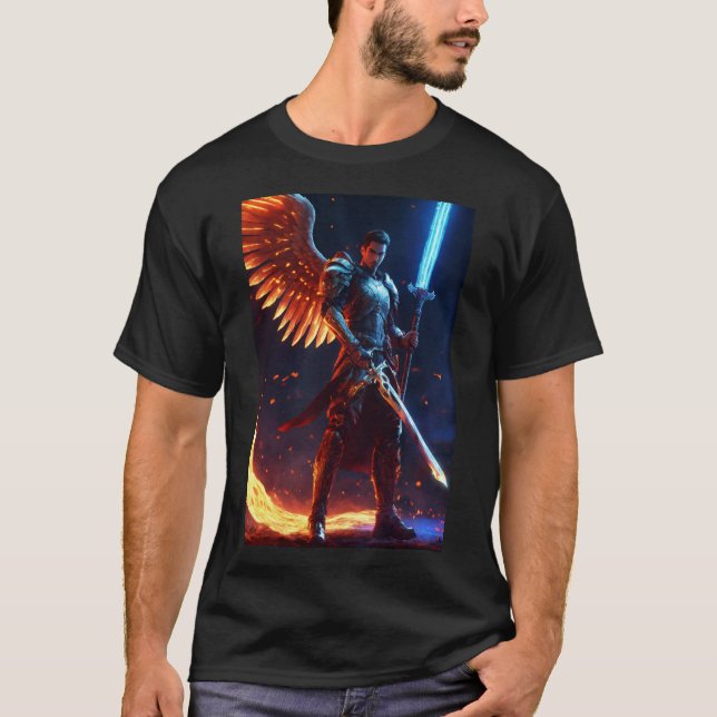  Angel Miguel: A Celestial Design of Grace and Lig T-Shirt (Front)