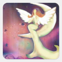 Angel Moon Mystical Stars Art by Kristy McAdams