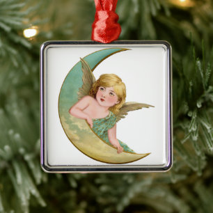 Angel Moon Painting Metal Tree Decoration