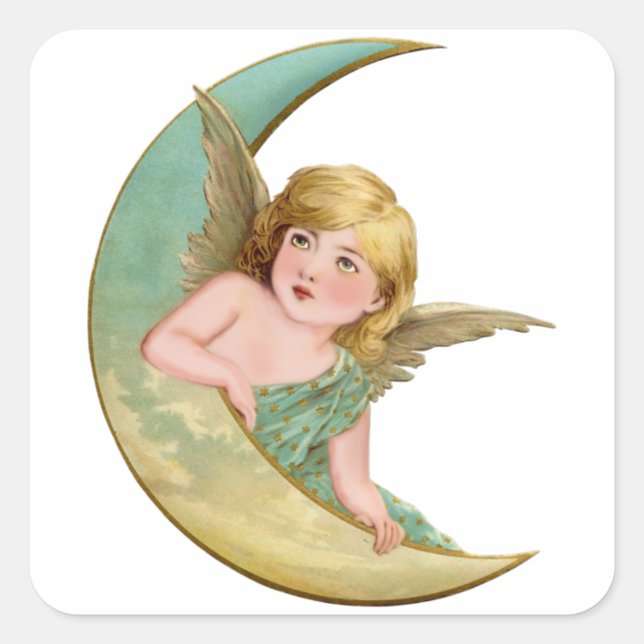 Angel Moon Painting Square Sticker (Front)