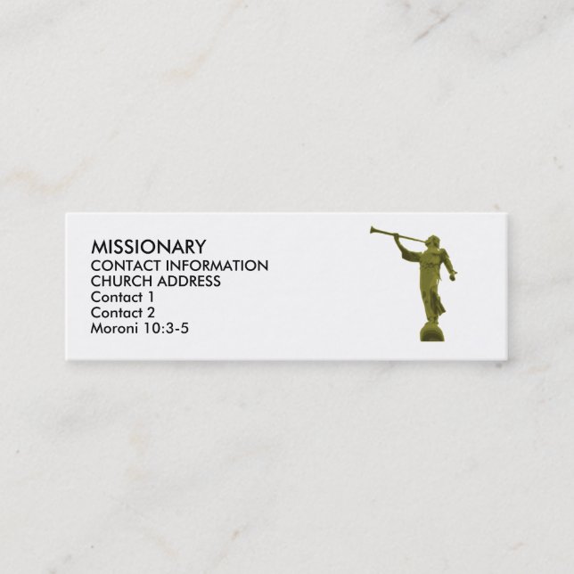 Angel MORONI LDS MISSIONARY CARDS (Front)