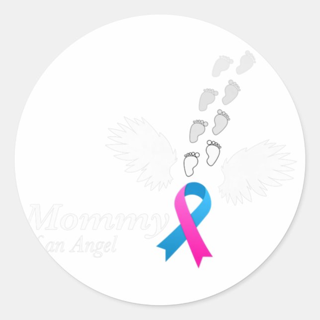 Angel Mummy . Miscarriage Awareness Infant Loss Te Classic Round Sticker (Front)