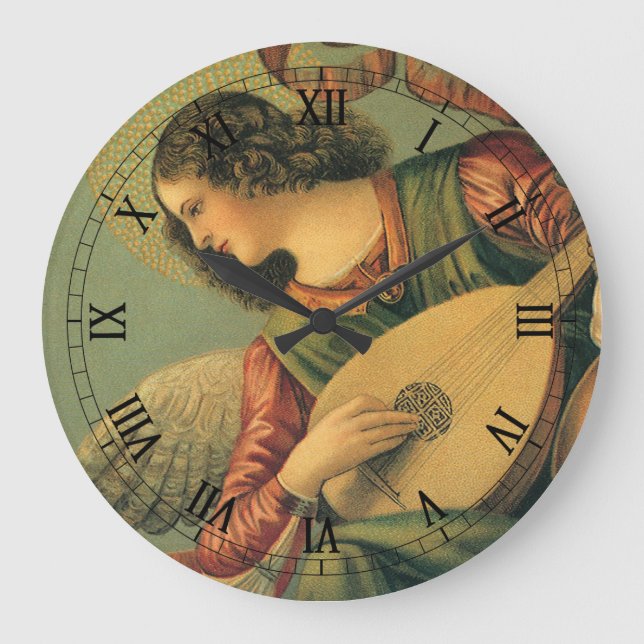 Angel Musician, Melozzo da Forli, Renaissance Art Large Clock (Front)