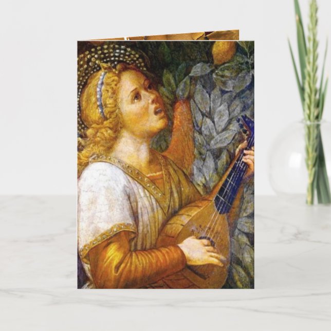 ANGEL MUSICIAN, Parchment Holiday Card (Front)