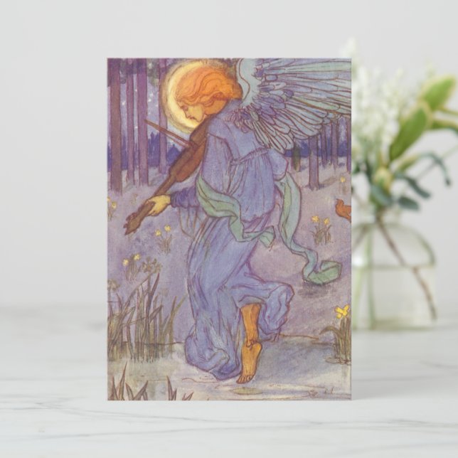 Angel Musician Playing a Violin, Vintage Music (Standing Front)