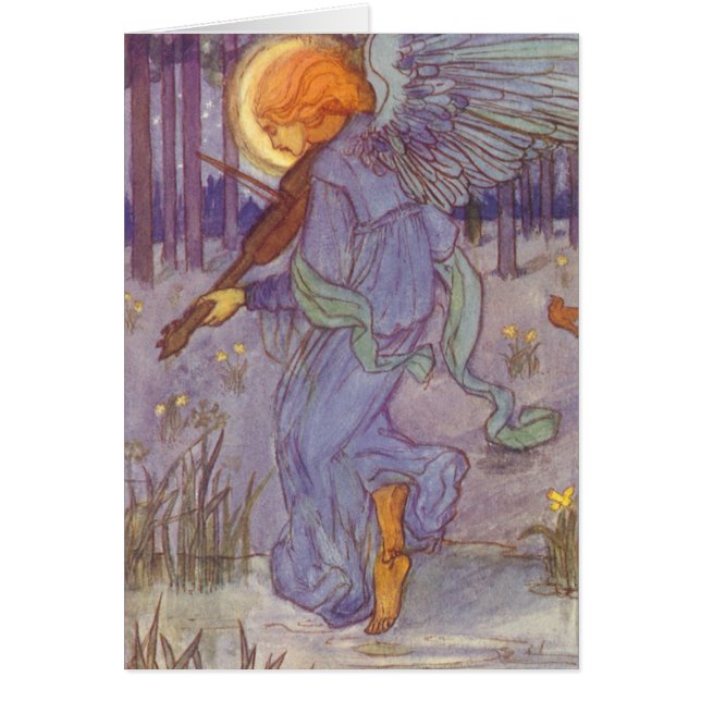 Angel Musician Playing a Violin, Vintage Music (Front)