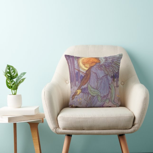 Angel Musician Playing a Violin, Vintage Music Cushion (Chair)