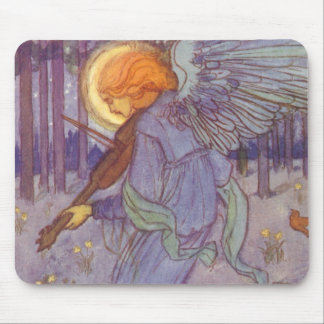 Angel Musician Playing a Violin, Vintage Music Mouse Mat