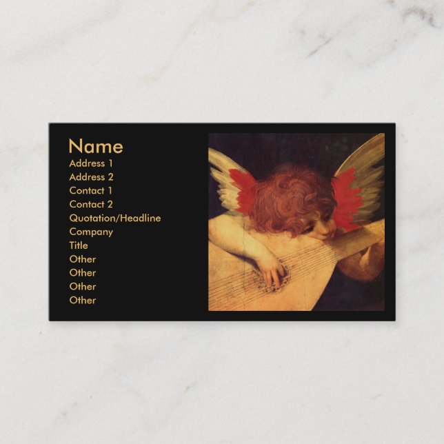 Angel Musician, Rosso Fiorentino Christian Business Card (Front)
