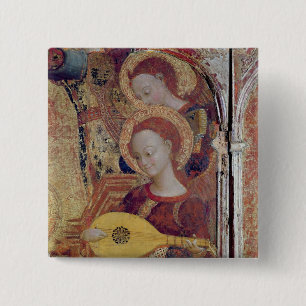 Angel musicians from painting of Virgin and Child 15 Cm Square Badge