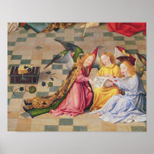 Angel musicians from right panel of altarpiece poster