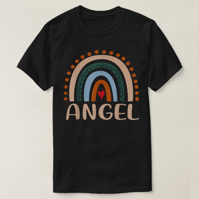 Angel Name Personalized Funny Women Rainbow  T-Shirt (Design Front)
