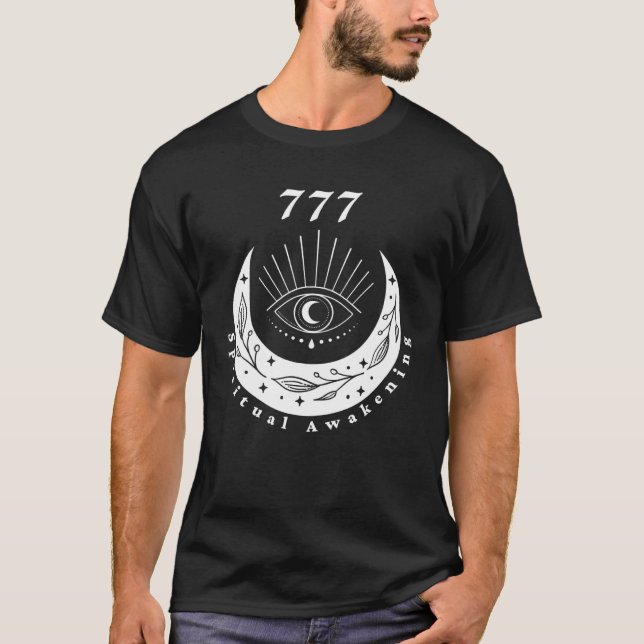 Angel Number 777 Spiritual Awakening The Eye Moon T-Shirt (Front)
