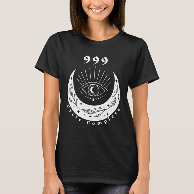 Angel Number 999 Cycle Complete The Eye Moon T-Shirt (Front)