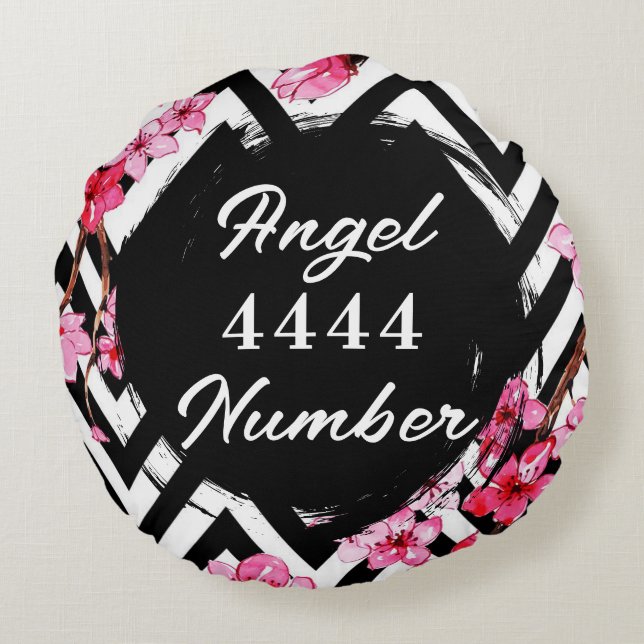 Angel Numberr "4444"  Round Cushion (Back)