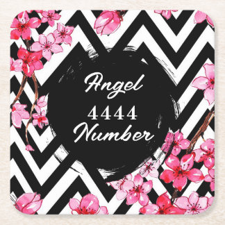 Angel Numberr "4444" Square Paper Coaster