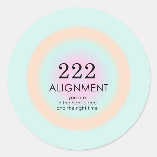Angel Numbers Numerology 222 Alignment Motivation  Classic Round Sticker (Front)