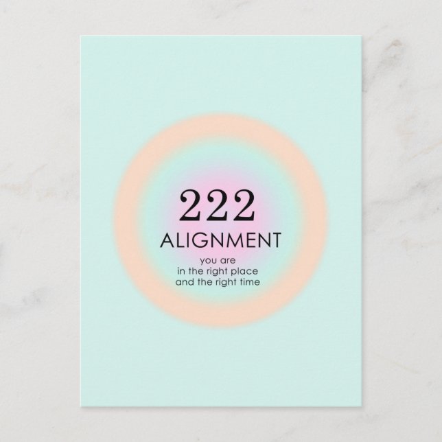 Angel Numbers Numerology 222 Alignment Motivation Postcard (Front)