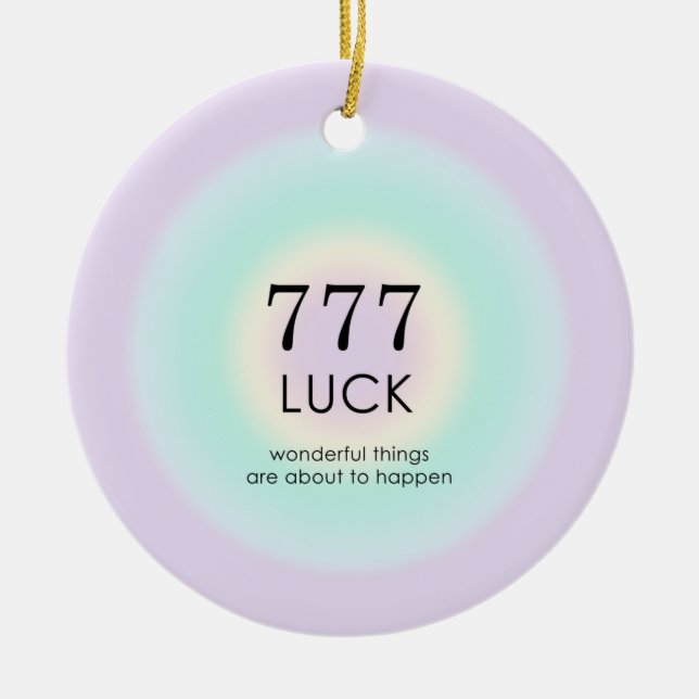Angel Numbers Numerology 777 Luck  Ceramic Tree Decoration (Front)