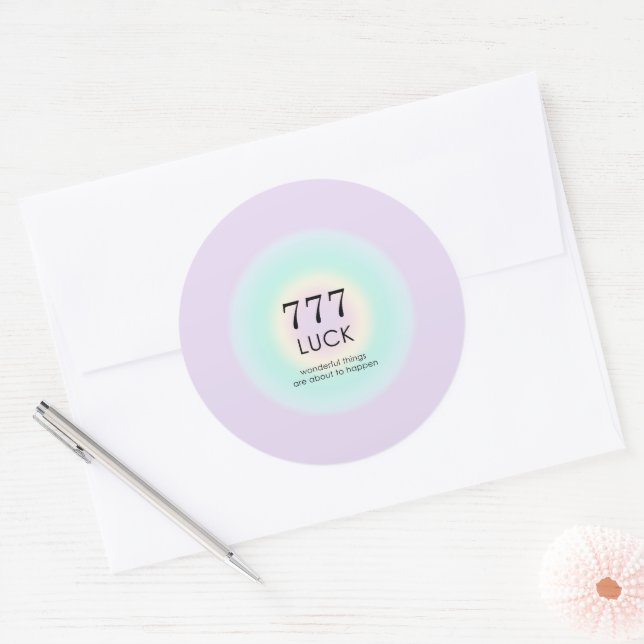 Angel Numbers Numerology 777 Luck    Classic Round Sticker (Envelope)