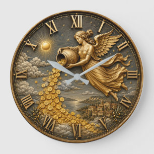 Angel of Abundance Prosperity & Wealth Gift Large Clock