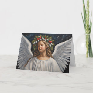 Angel of Christmas with Beautiful Wreath  Card