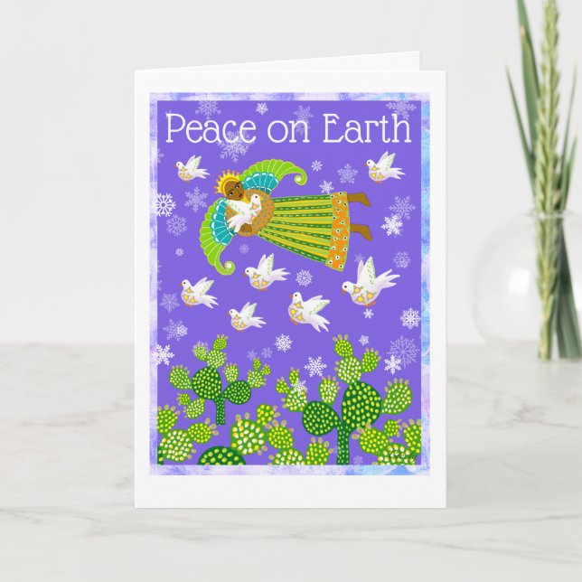 Angel of colour and doves spread the hope for peac card (Front)