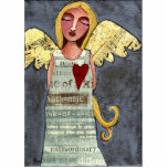 Angel of Courage - Christmas ornament Standing Photo Sculpture<br><div class="desc">An original folk art design by artist Amy Jordan created using acrylics,  glazes,  and collage papers.  A wonderful addition to your Christmas tree - enjoy!</div>