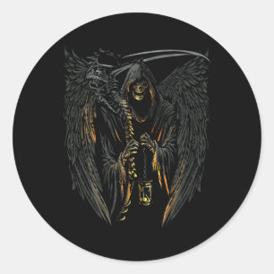 Angel Of Death Grim Reaper Scary Halloween Occult Classic Round Sticker