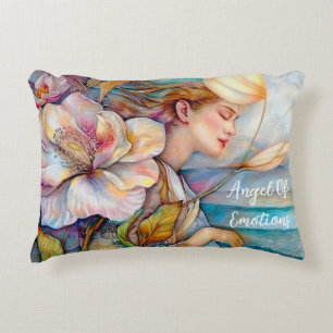 Angel of Emotions Turquoise Accent Pillow