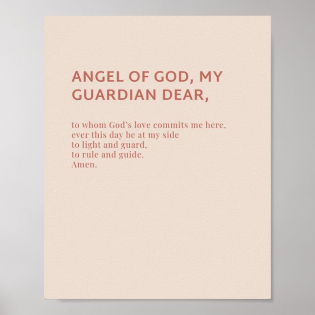 Angel of God Prayer Poster (Front)