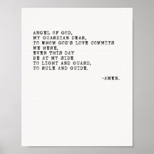 Angel of God Prayer Poster