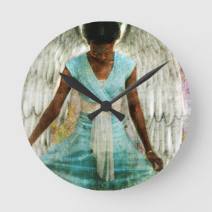 Angel of Gratitude Round Clock