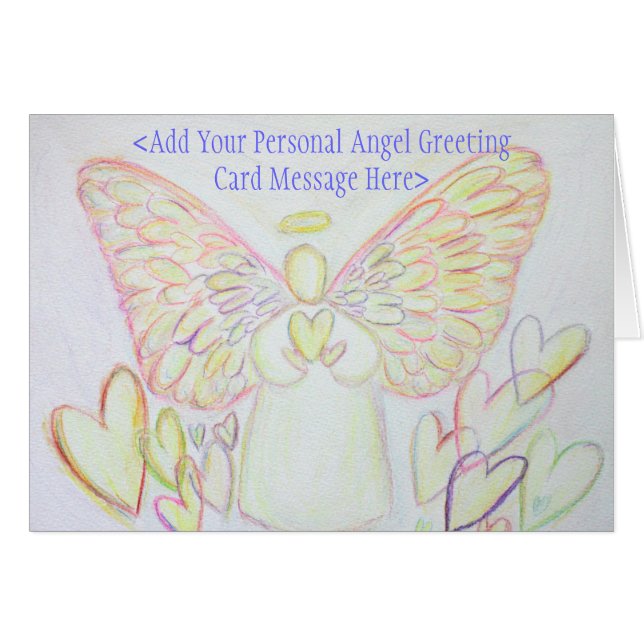 Angel of Hearts Art Custom Greeting or Note Cards (Front Horizontal)
