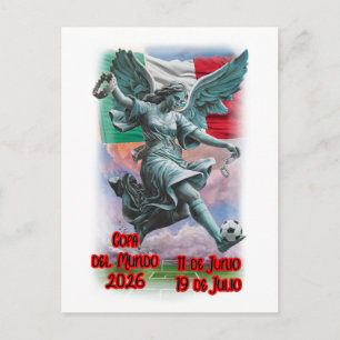 Angel of Independence playing Soccer on a  Holiday Postcard