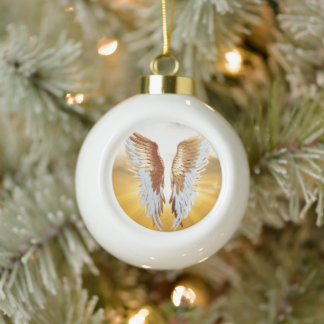 ANGEL OF LIGHT CERAMIC BALL CHRISTMAS ORNAMENT