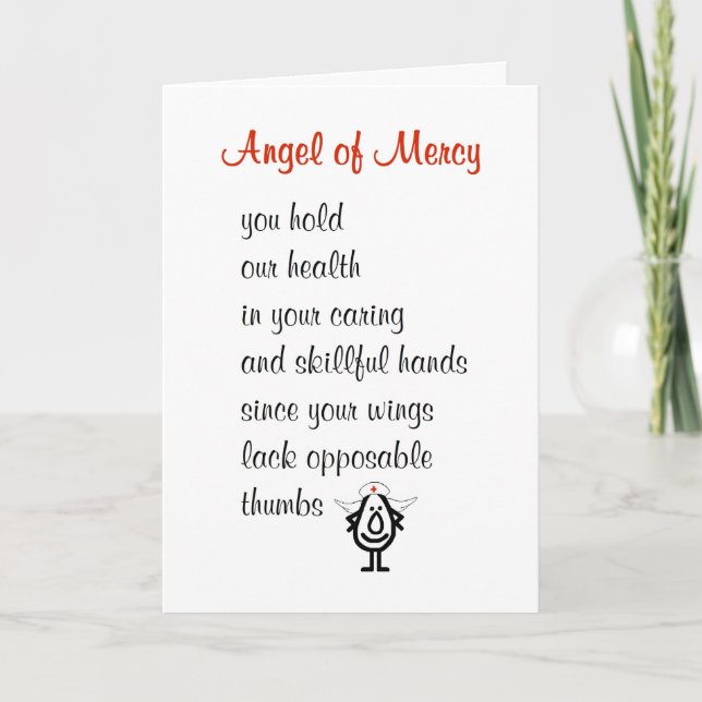 Angel of Mercy - thanks for a special nurse Thank You Card (Front)