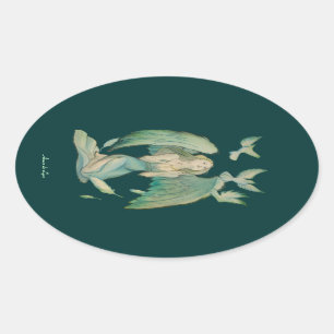 Angel of Peace 2 Oval Sticker