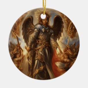 Angel Of Protection In Watercolor Armour Ceramic Tree Decoration