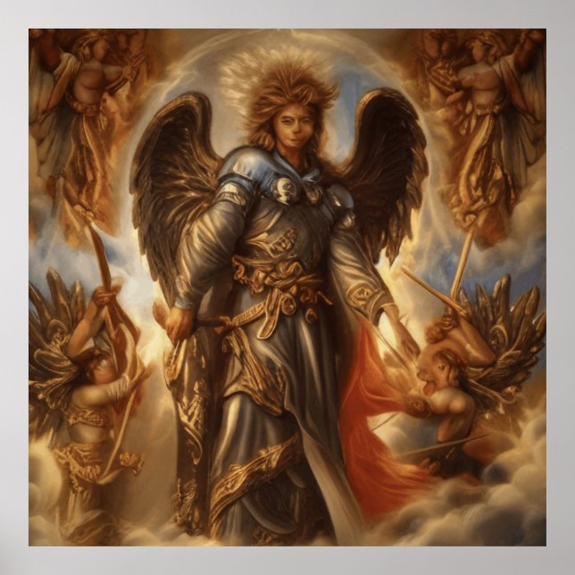 Angel Of Protection In Watercolor Armour Poster (Front)
