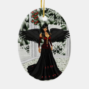 Angel Of The Dark Oval Ornament