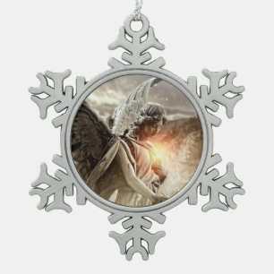 Angel of the Misfortunate Snowflake Pewter Christmas Ornament