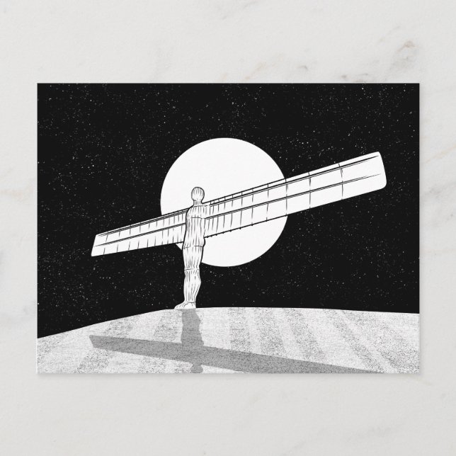 Angel of the North Black and white Postcard (Front)