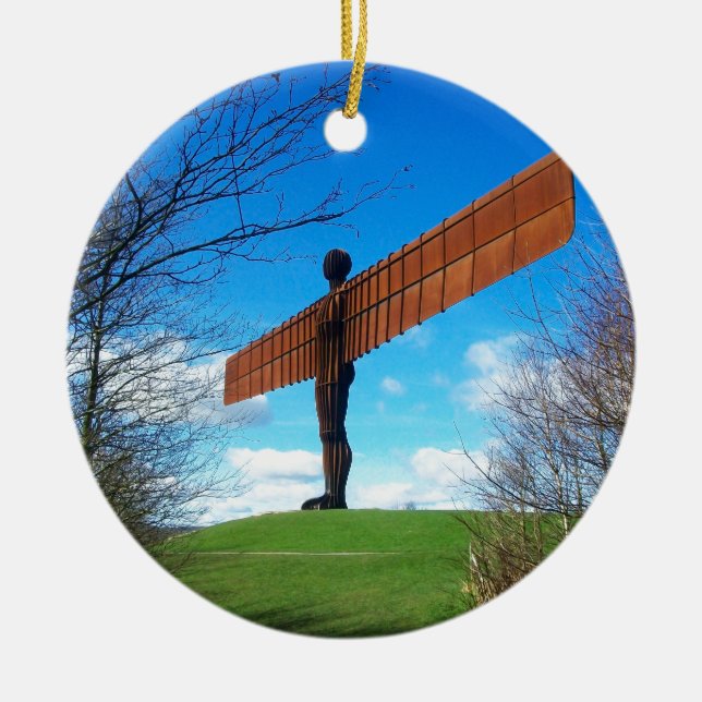 Angel of the North Ceramic Tree Decoration (Front)