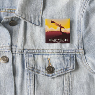 Angel of the North Vintage travel poster. 15 Cm Square Badge