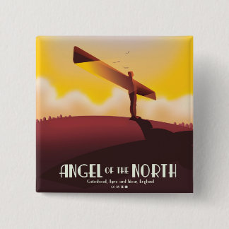 Angel of the North Vintage travel poster. 15 Cm Square Badge